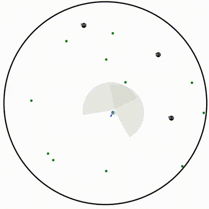 Simulated larval zebrafish agent hunting prey